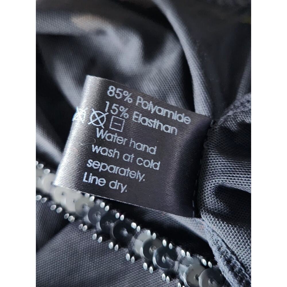 NWT Luisa Spagnoli Women's Black Sequin Cami Tank Top With Ruffles Bow Sheer L - Picture 7 of 7